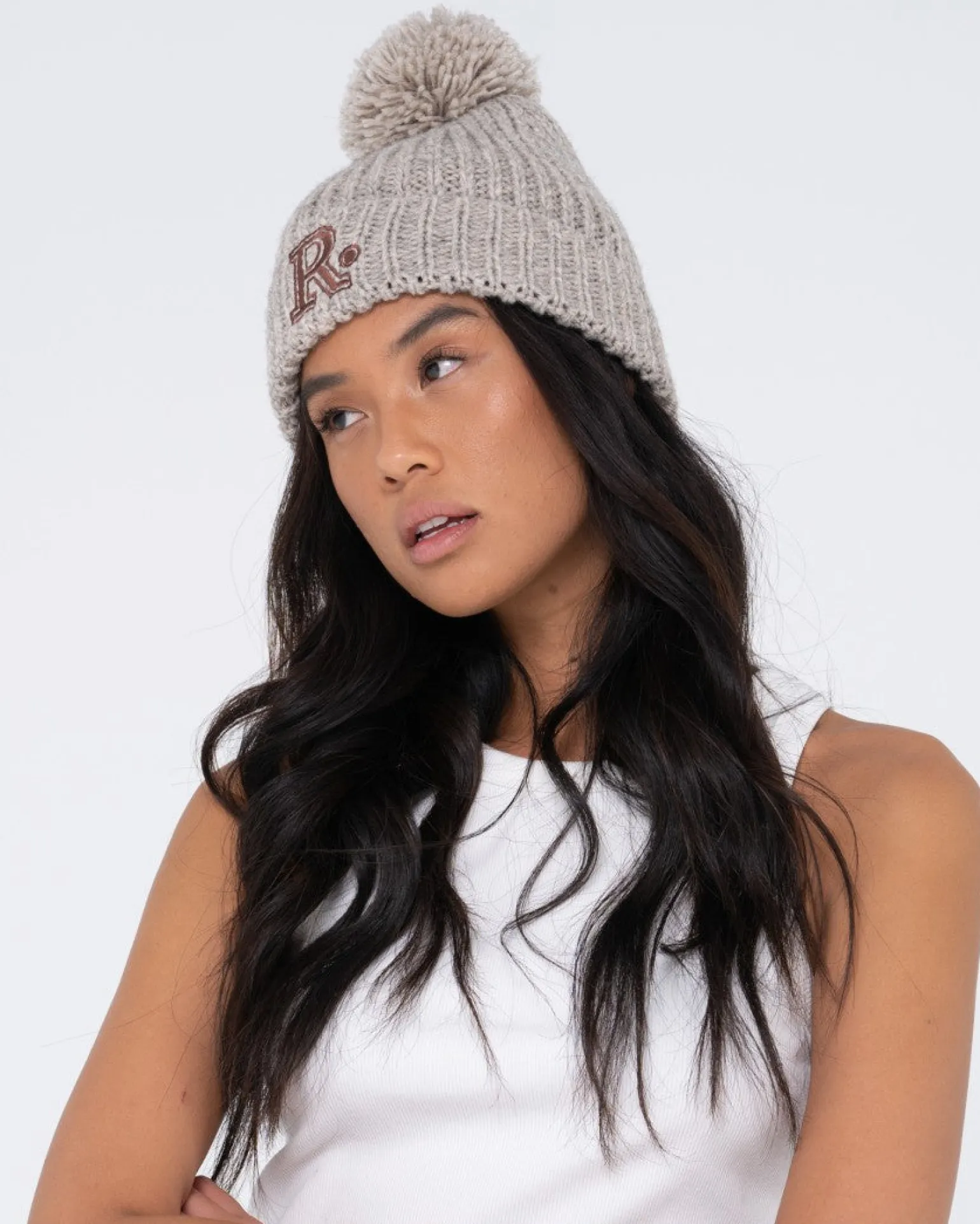 Academy Embroidered Pom Pom Beanie | Rusty Clearance