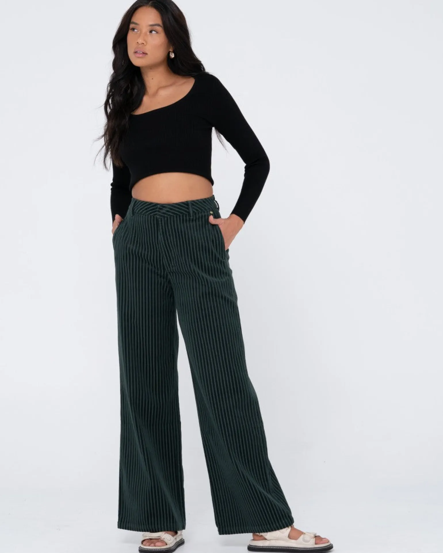 Amanda High Waisted Wide Leg Cord Pant | Rusty Hot