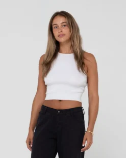 Amelia Knit Racer Crop Tank Top | Rusty Store