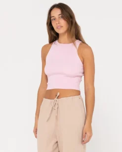 Amelia Knit Racer Crop Tank Top | Rusty Clearance