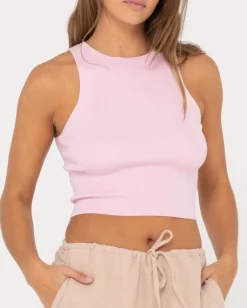 Amelia Knit Racer Crop Tank Top | Rusty Clearance