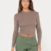 Amelia Skimmer Long Sleeve Knit Top | Rusty Fashion