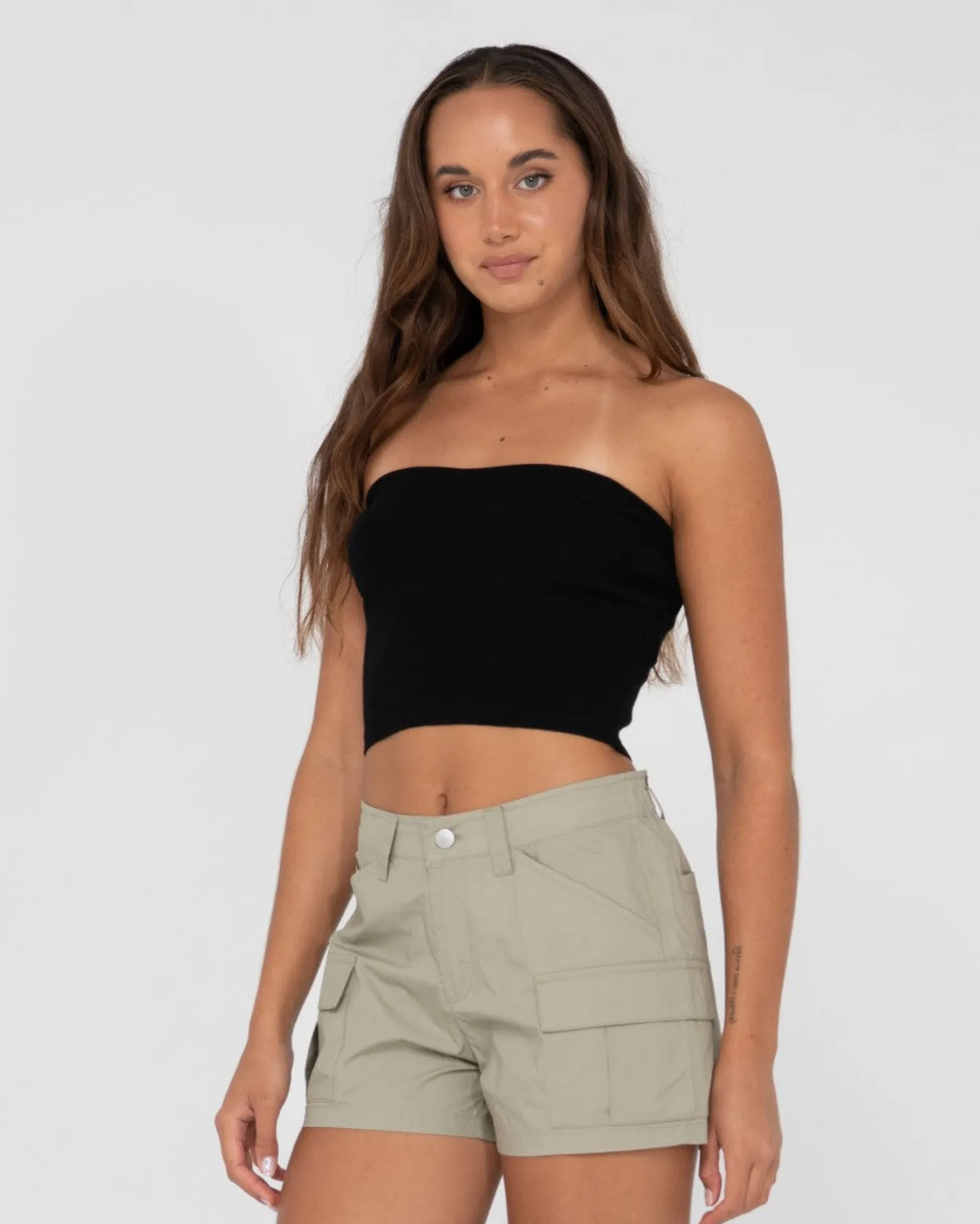 Amelia Strapless Knit Crop Top | Rusty Hot