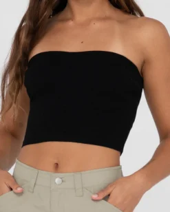 Amelia Strapless Knit Crop Top | Rusty Hot