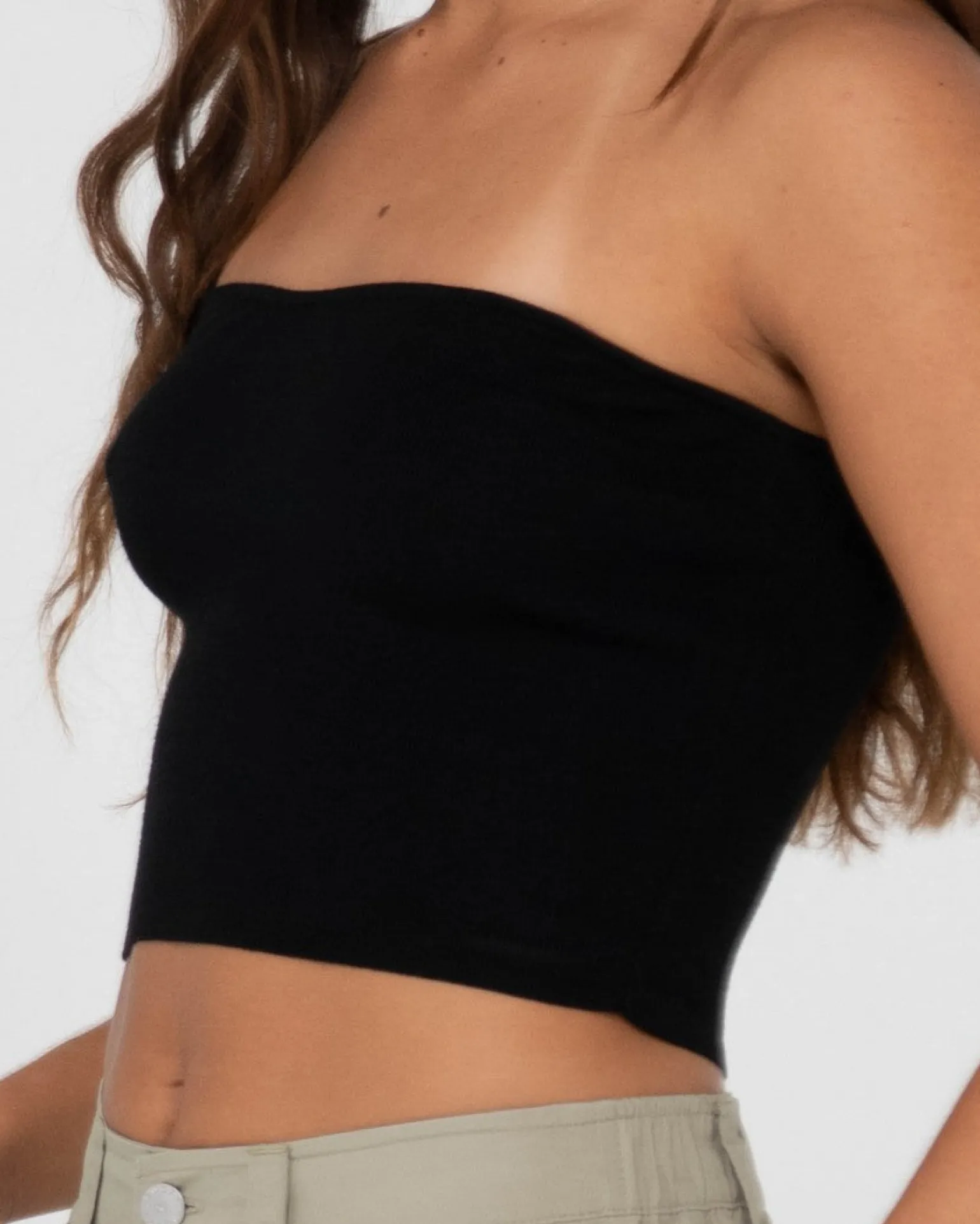 Amelia Strapless Knit Crop Top | Rusty Hot