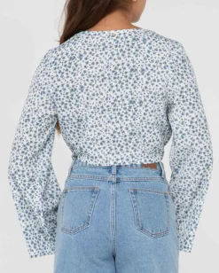 Balnear Floral Printed Tie Front Cropped Shirt | Rusty Best