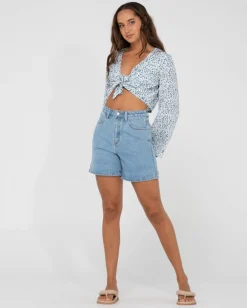 Balnear Floral Printed Tie Front Cropped Shirt | Rusty Best