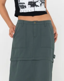 Billie Low Rise Ripstop Zip Off Maxi Skirt | Rusty Store