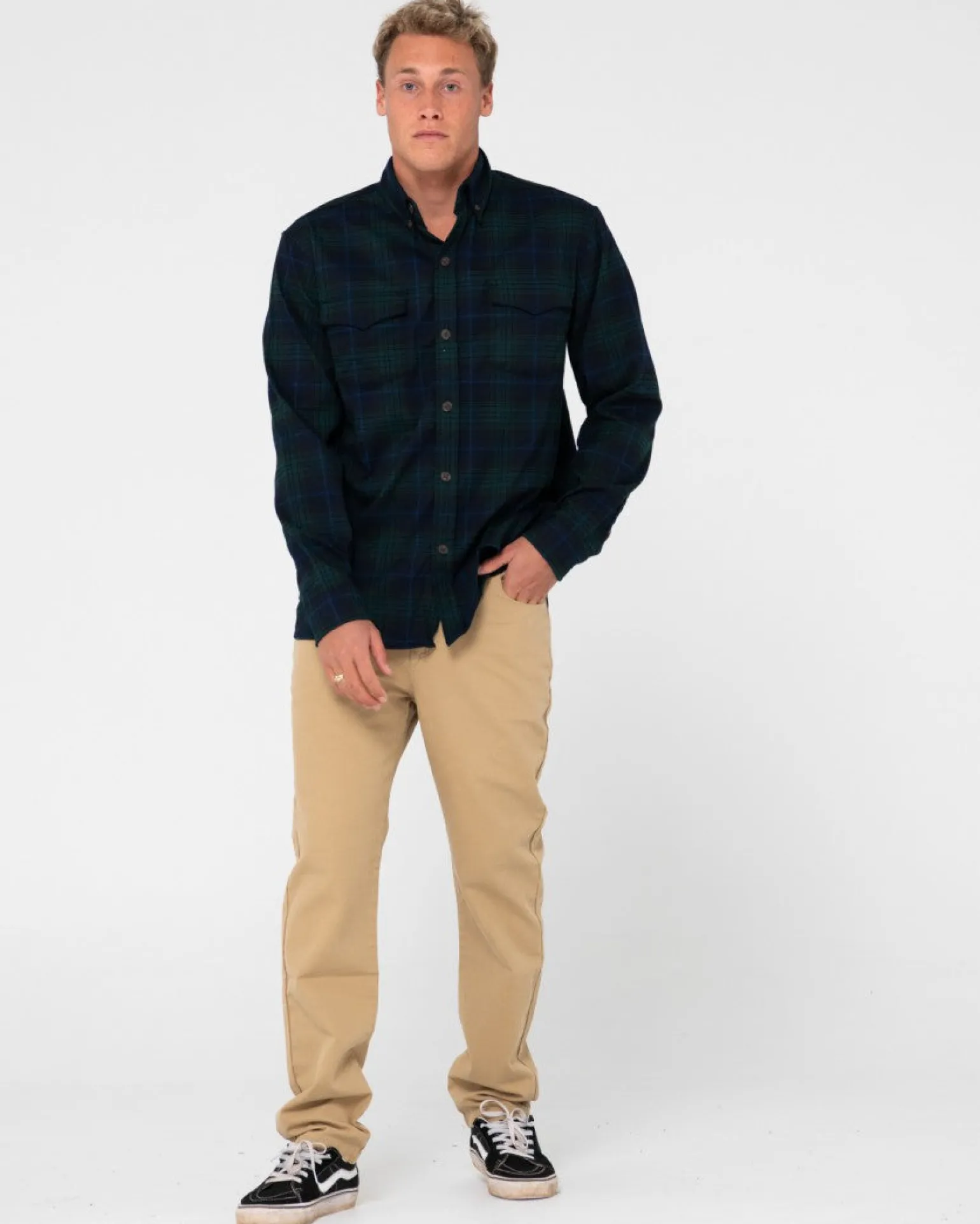 Black Watch Long Sleeve Flannel Shirt | Rusty Clearance