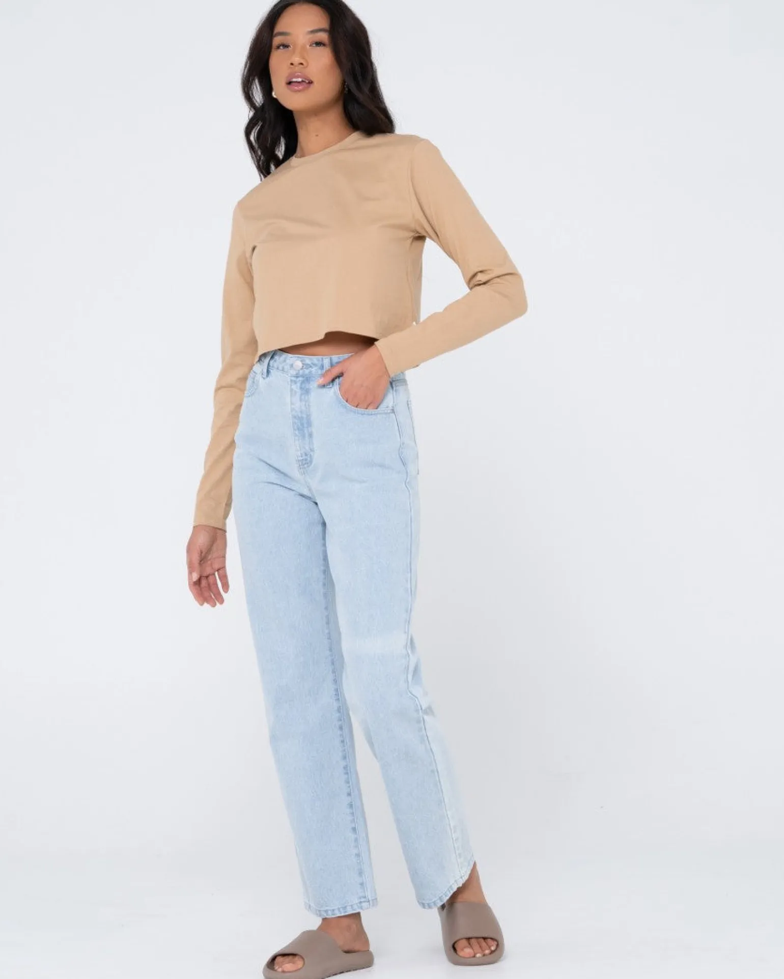 Blanks Long Sleeve Baby Tee | Rusty Flash Sale