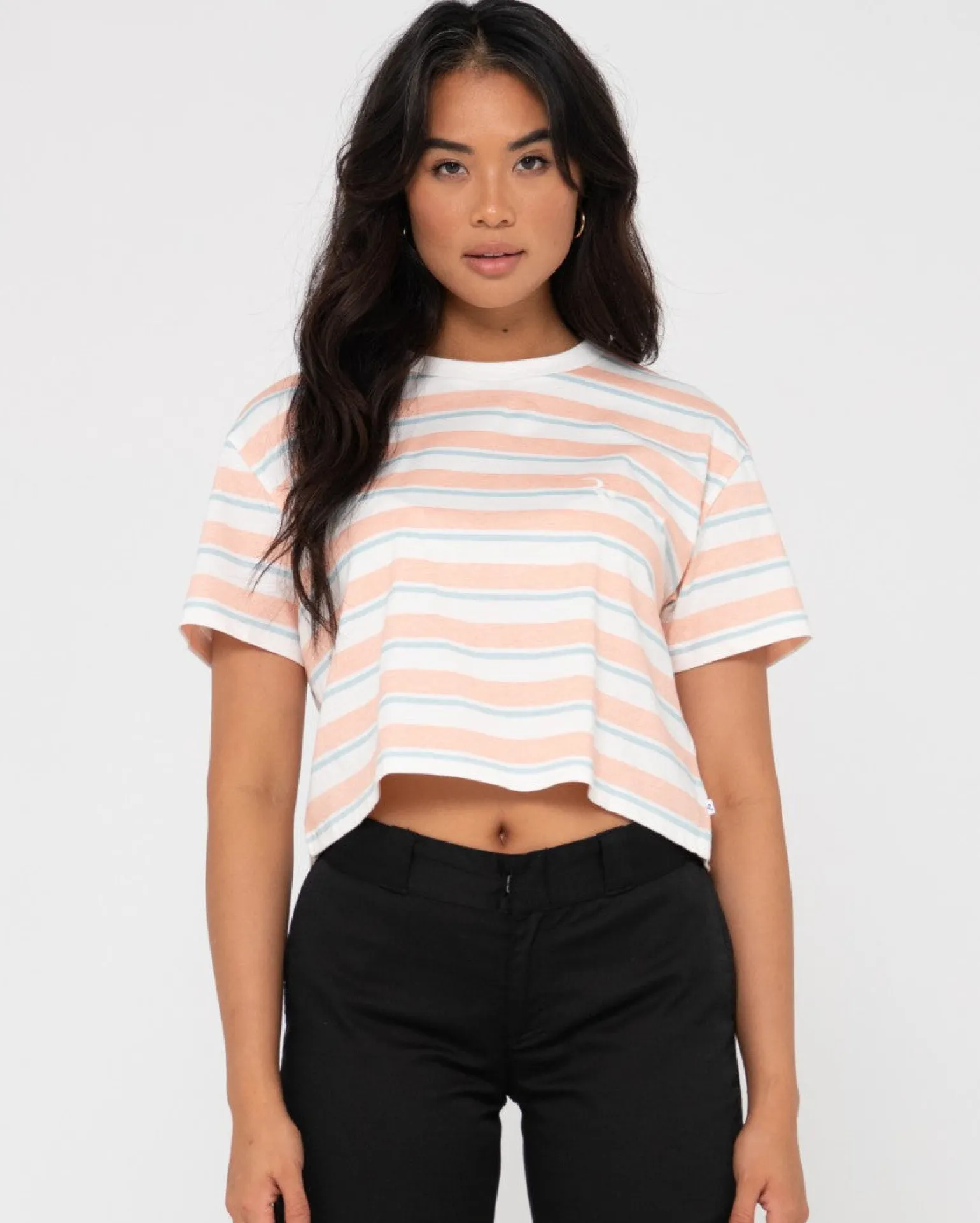 Camila Stripe Relaxed Crop Tee | Rusty Cheap