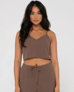 Carolina V Neck Linen Slip Top | Rusty Online