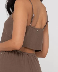 Carolina V Neck Linen Slip Top | Rusty Online