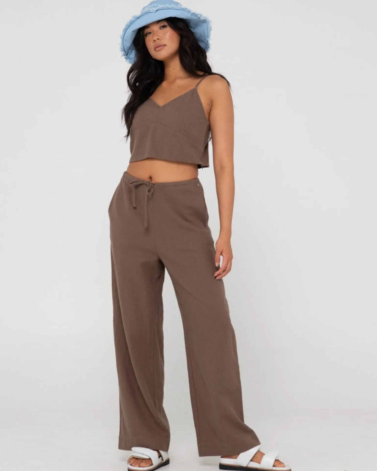 Carolina V Neck Linen Slip Top | Rusty Online