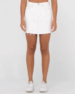 Celeste High Waisted Frayed Denim Skirt | Rusty Clearance