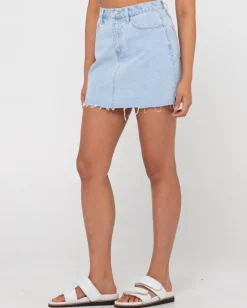 Celeste High Waisted Frayed Denim Skirt | Rusty Sale