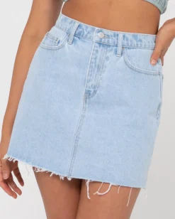 Celeste High Waisted Frayed Denim Skirt | Rusty Sale