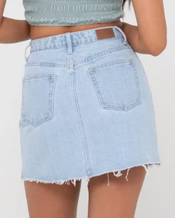 Celeste High Waisted Frayed Denim Skirt | Rusty Sale