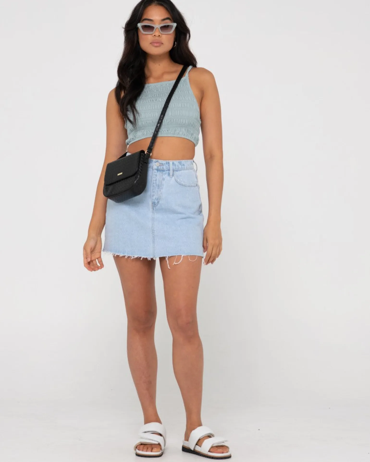Celeste High Waisted Frayed Denim Skirt | Rusty Sale