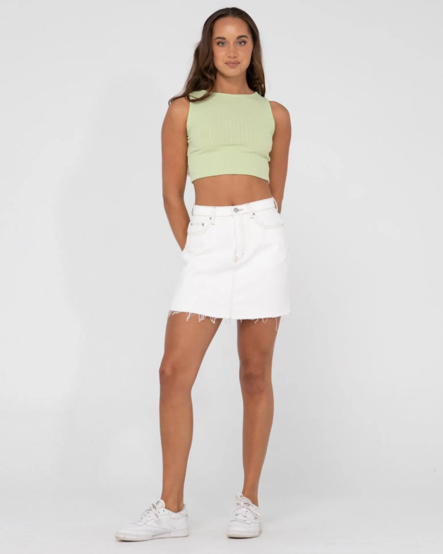 Celeste High Waisted Frayed Denim Skirt | Rusty Clearance
