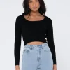 Charis Low Neckline Long Sleeve Knit Top | Rusty Store
