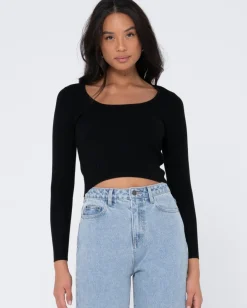 Charis Low Neckline Long Sleeve Knit Top | Rusty Store