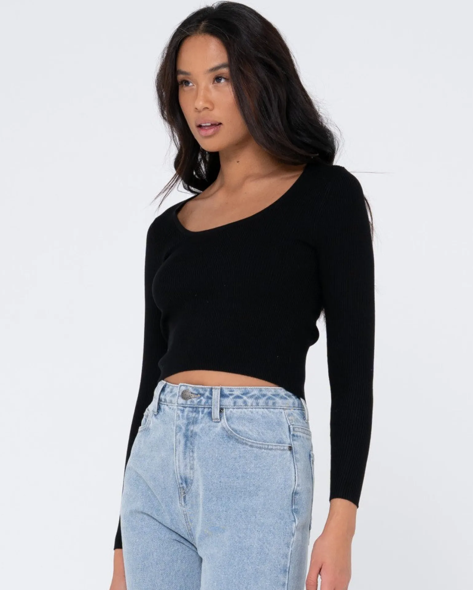Charis Low Neckline Long Sleeve Knit Top | Rusty Store