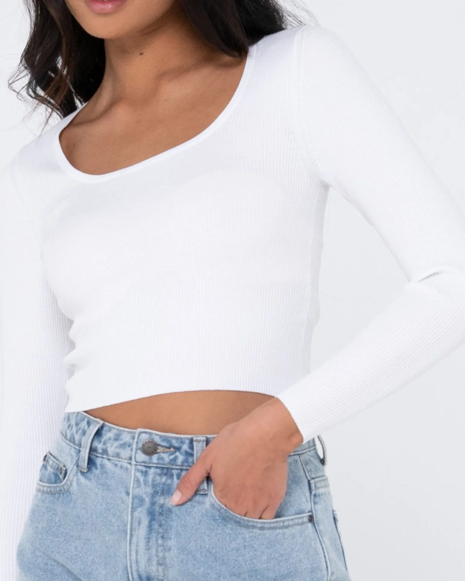 Charis Low Neckline Long Sleeve Knit Top | Rusty Best