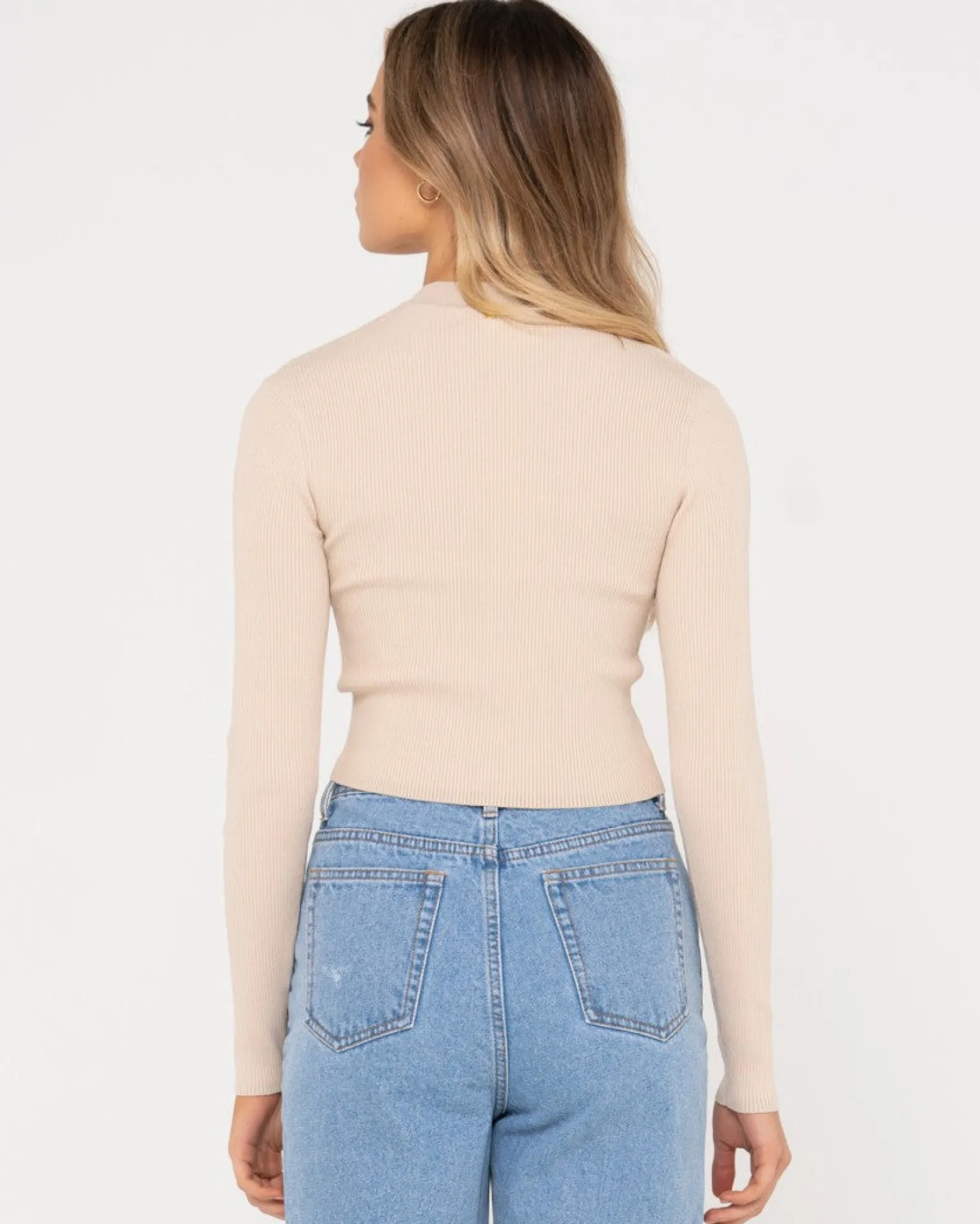 Charis Mock Neck Long Sleeve Knit Top | Rusty Hot