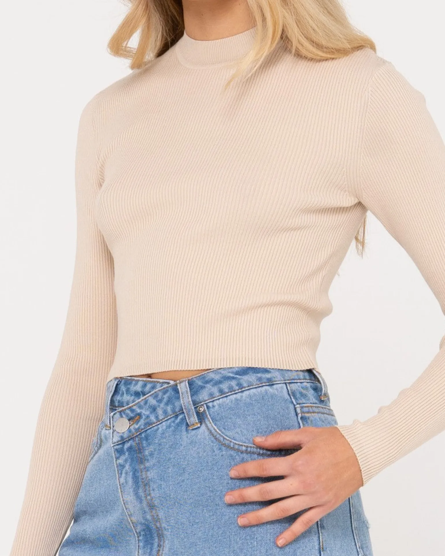 Charis Mock Neck Long Sleeve Knit Top | Rusty Hot