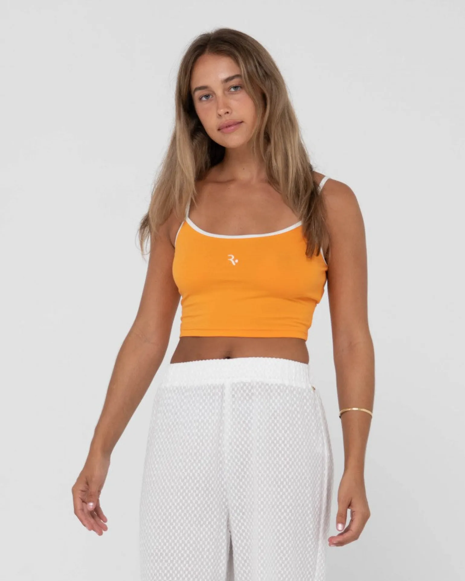 Charlie Retro Contrast Cropped Tank Top | Rusty New