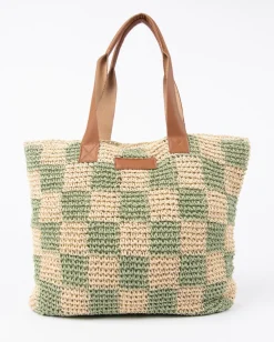 Checkmate Straw Beach Bag | Rusty Hot
