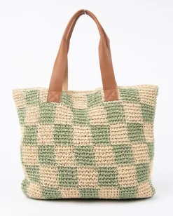 Checkmate Straw Beach Bag | Rusty Hot
