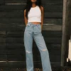 Chloe High Waisted Distressed Straight Jean | Rusty New