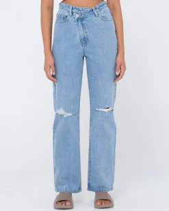 Chloe High Waisted Distressed Straight Jean | Rusty New