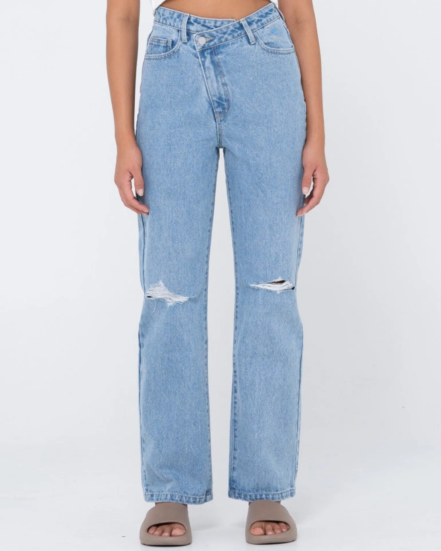 Chloe High Waisted Distressed Straight Jean | Rusty New
