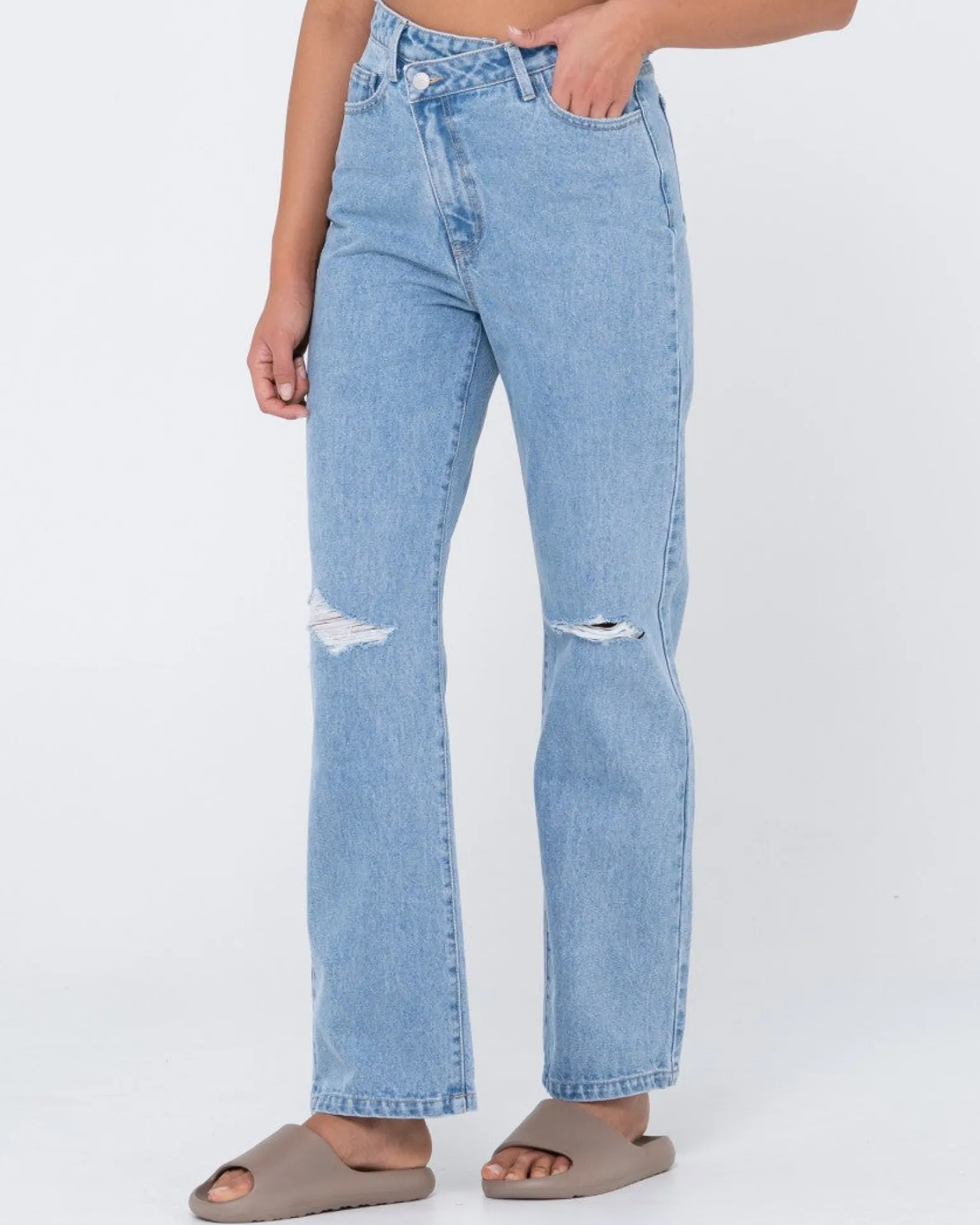 Chloe High Waisted Distressed Straight Jean | Rusty New