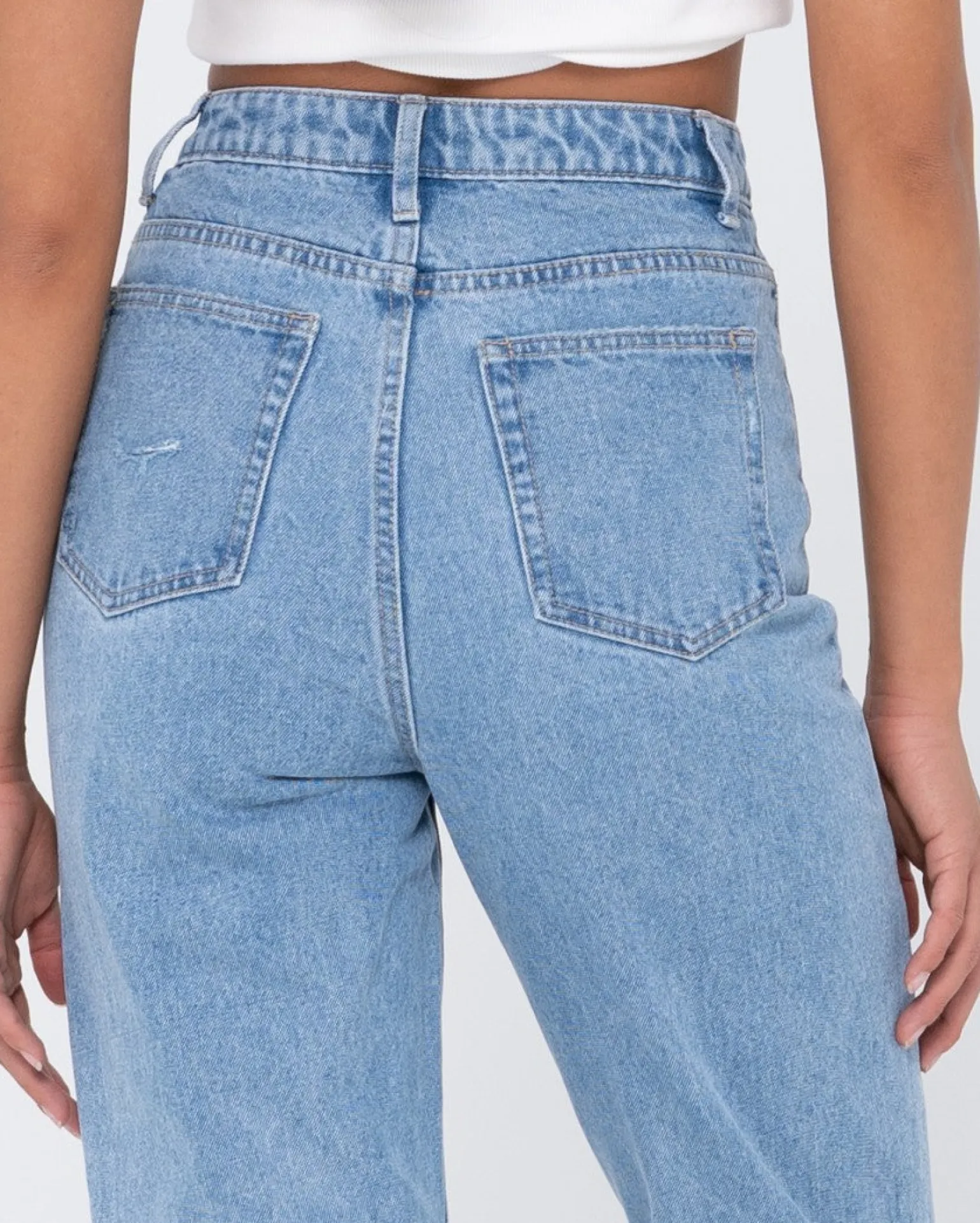 Chloe High Waisted Distressed Straight Jean | Rusty New