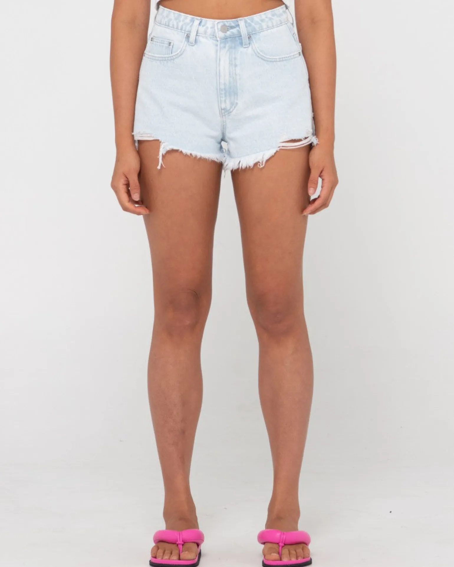 Dime High Waisted Frayed Denim Short | Rusty Fashion
