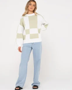 Dora Contrast Crew Neck Knit | Rusty Outlet