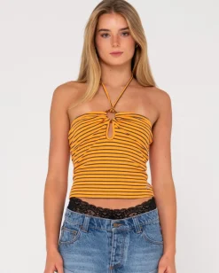 Emma Striped Halter Neck Top | Rusty Shop