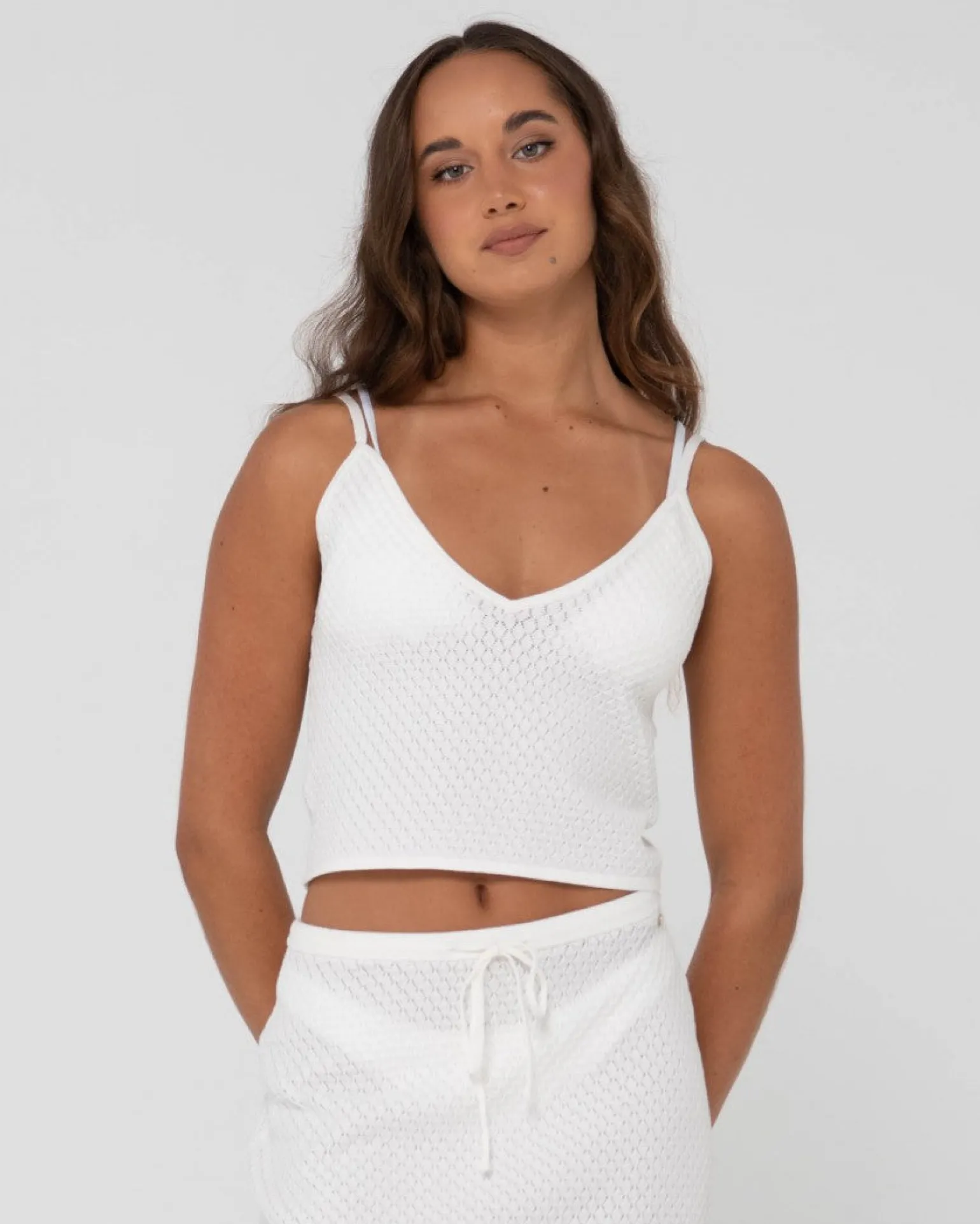 Florence V Neck Knit Cami Crop Top | Rusty Shop