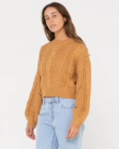 Folktale Relaxed Fit Chunky Crop Knit | Rusty Cheap