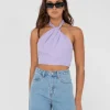 Harlet Twisted Halter Crop Top | Rusty Best Sale
