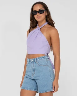 Harlet Twisted Halter Crop Top | Rusty Best Sale