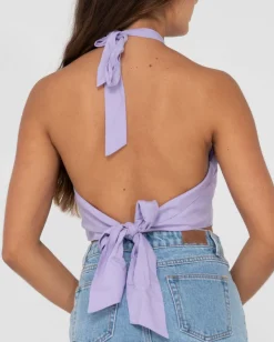 Harlet Twisted Halter Crop Top | Rusty Best Sale