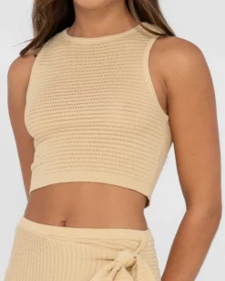 Harri Ribbed Knit Crop Tank Top | Rusty Best Sale
