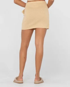 Harri Ribbed Knit Sarong Mini Skirt | Rusty Flash Sale