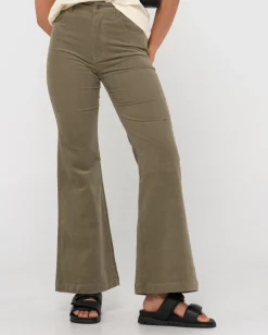 High Waisted Flare Cord Pant | Rusty Hot