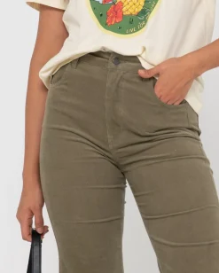 High Waisted Flare Cord Pant | Rusty Hot